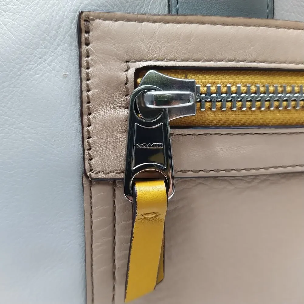 Coach Legacy Colorblock Candace Cream Leather Carryall Satchel Shoulder Bag